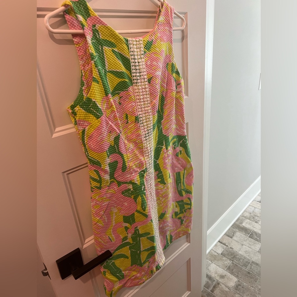 Flamingos Lilly Pulitzer Pink and Greenwood Dress